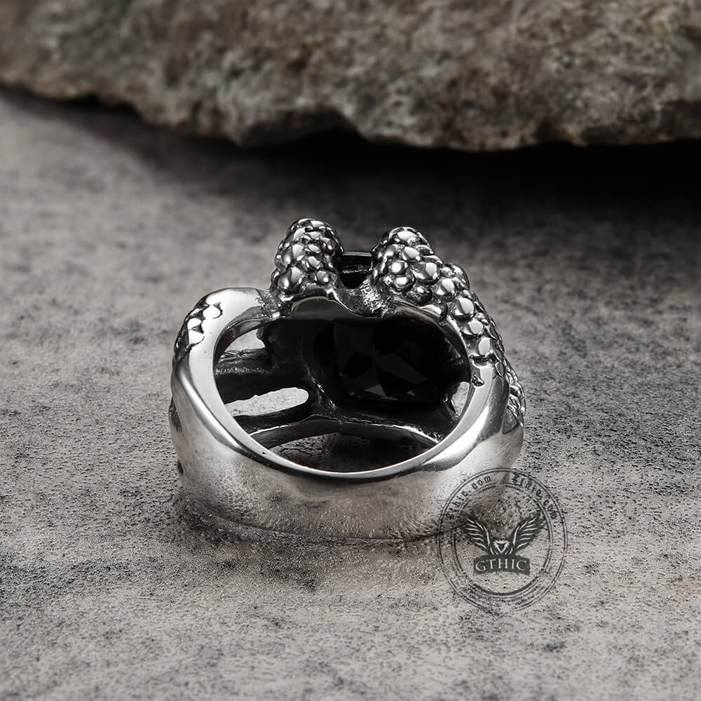 Gothic Dragon Claw Stainless Steel Gem Ring
