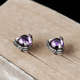 Gothic Dragon Claw Stone Sterling Silver Stud Earrings | Gthic.com