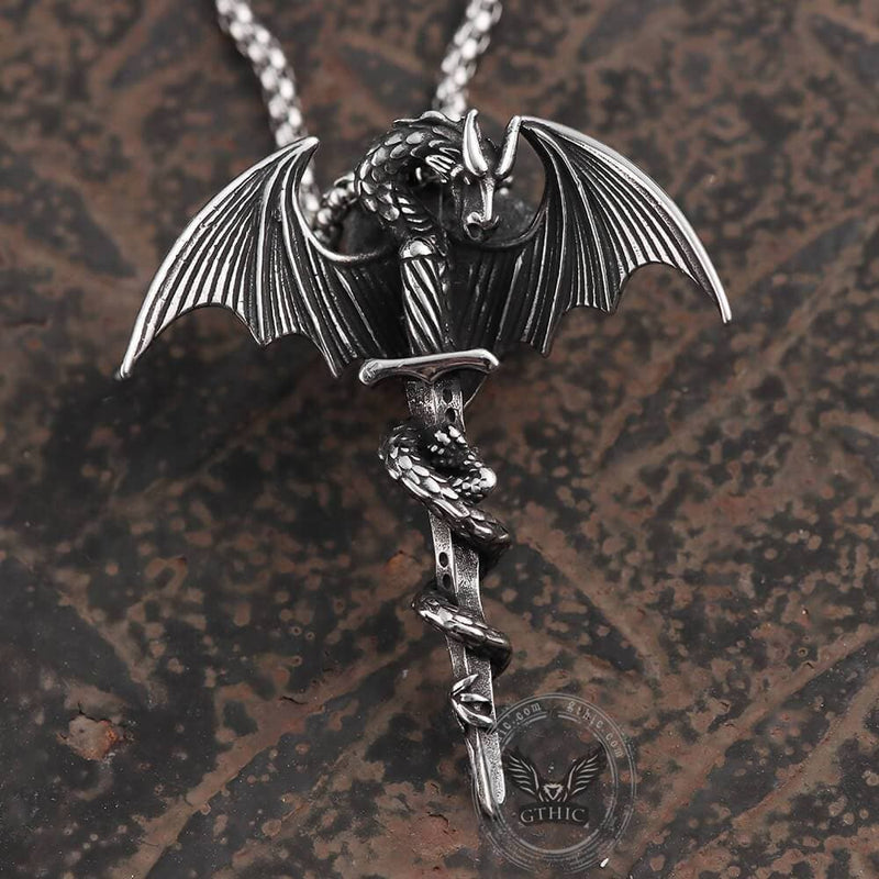Gothic Dragon Stainless Steel Pendant 04 | Gthic.com 