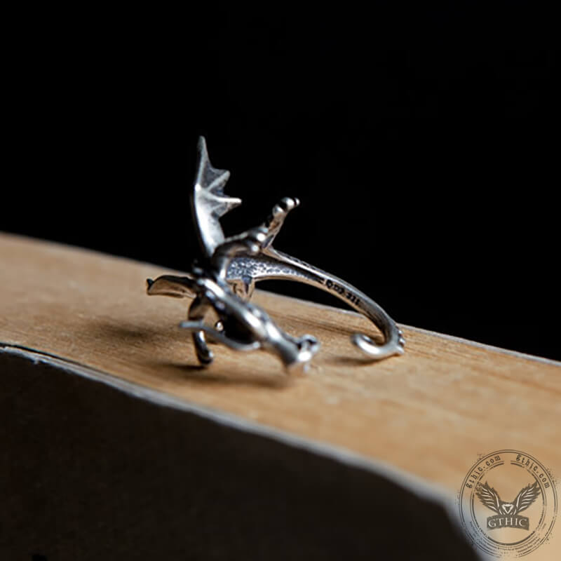 Gothic Dragon Sterling Silver Ear Clip Earring | Gthic.com