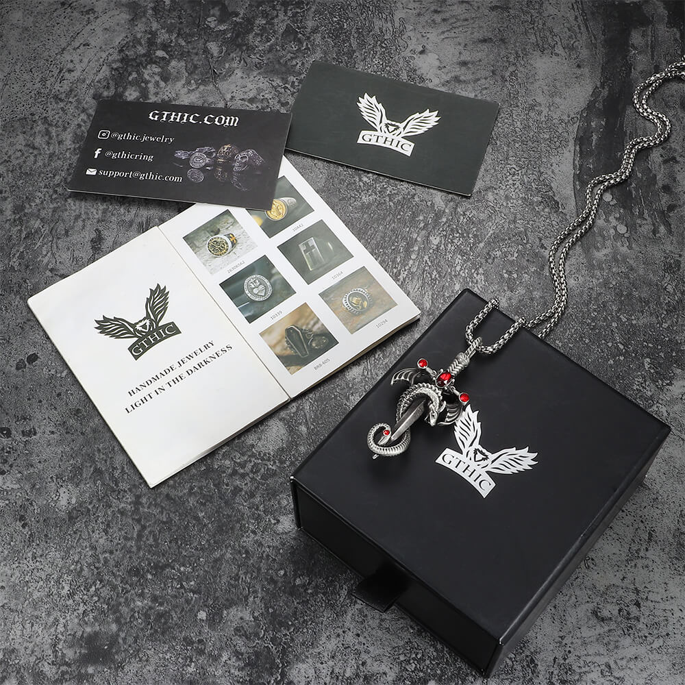 Gothic Dragon Sword Pure Tin Necklace