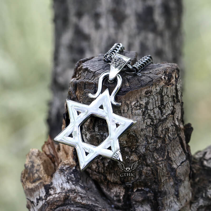 Gothic Gem-set Star Of David Stainless Steel Pendant