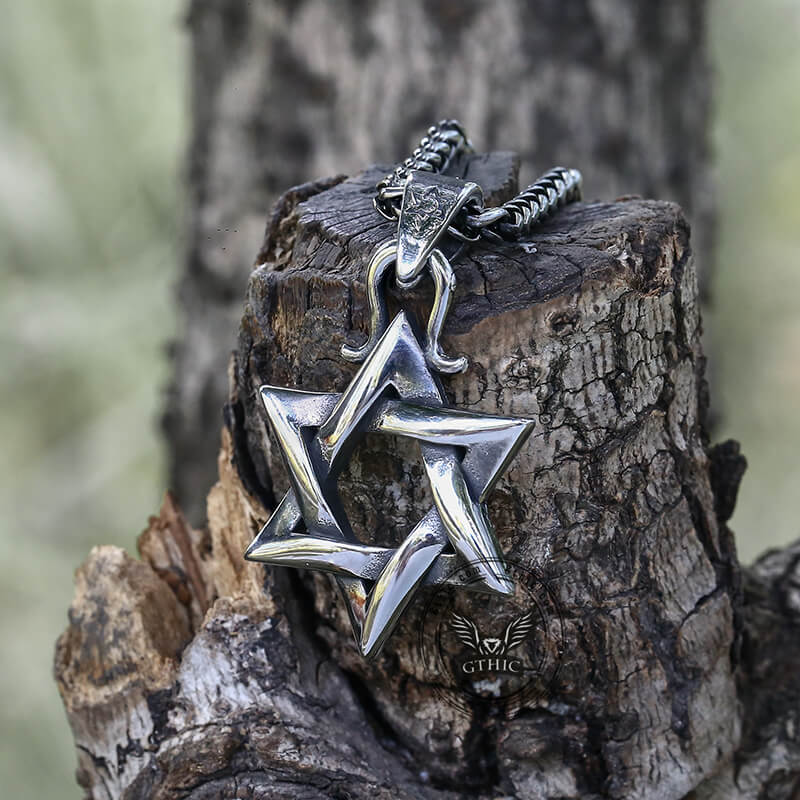 Gothic Gem-set Star Of David Stainless Steel Pendant