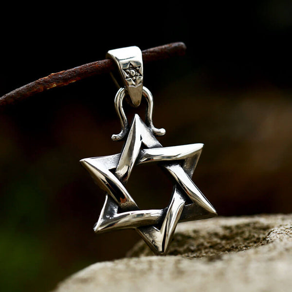 Gothic Gem-set Star Of David Stainless Steel Pendant 01 silver | Gthic.com