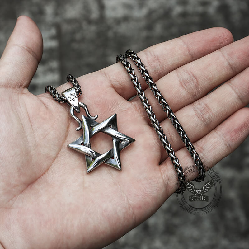 Gothic Gem-set Star Of David Stainless Steel Pendant