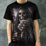 T-shirt con teschio di Grim Reaper gotico