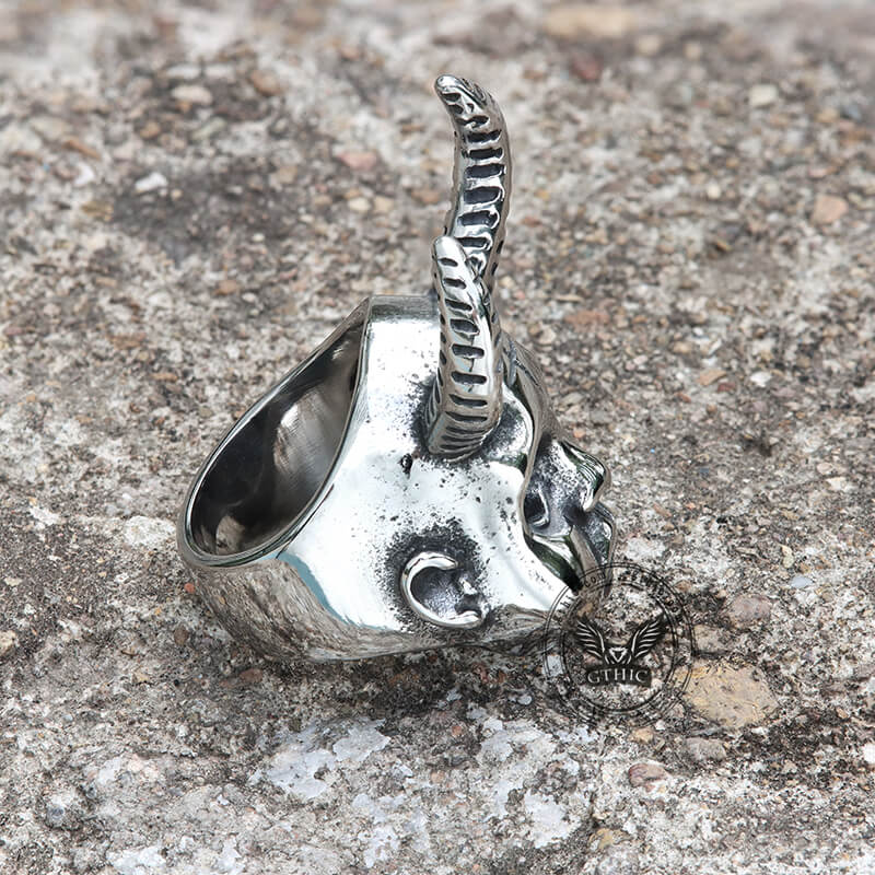 Gothic Horned Devil Baby Stainless Steel Ring | Gthic.com