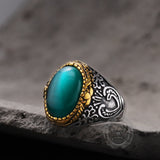 Gothic Pattern Gemstone Stainless Steel Ring | Gthic.com