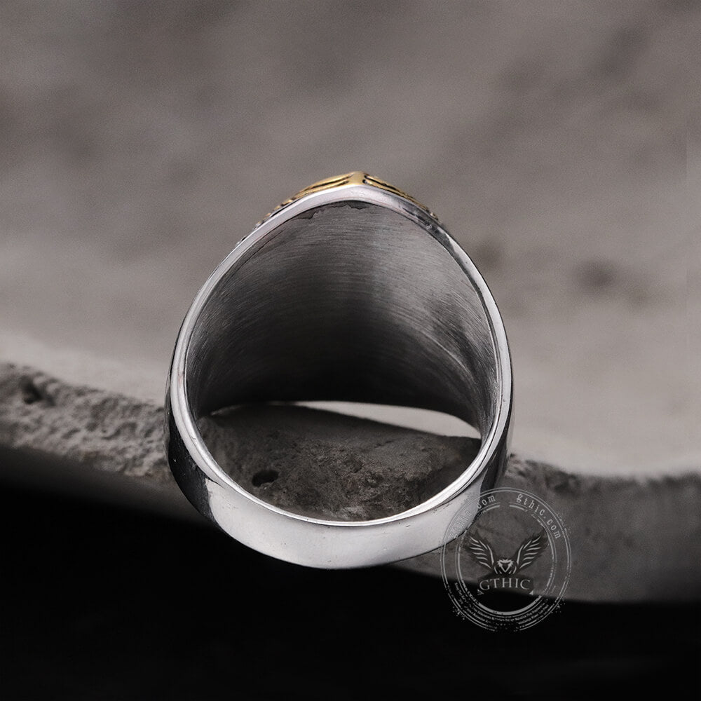 Gothic Pattern Gemstone Stainless Steel Ring