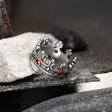 Gothic Roman Gemstone Crown Stainless Steel Ring