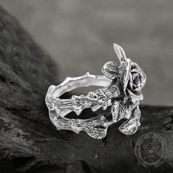 Gothic Rose Sterling Silver Ring 02 | Gthic.com