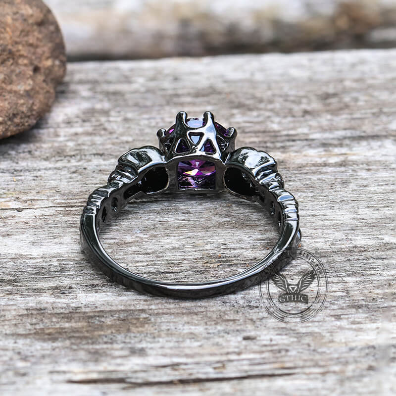 Goth ring - Sterling Silver Dark Gothic Skull Engagement Ring