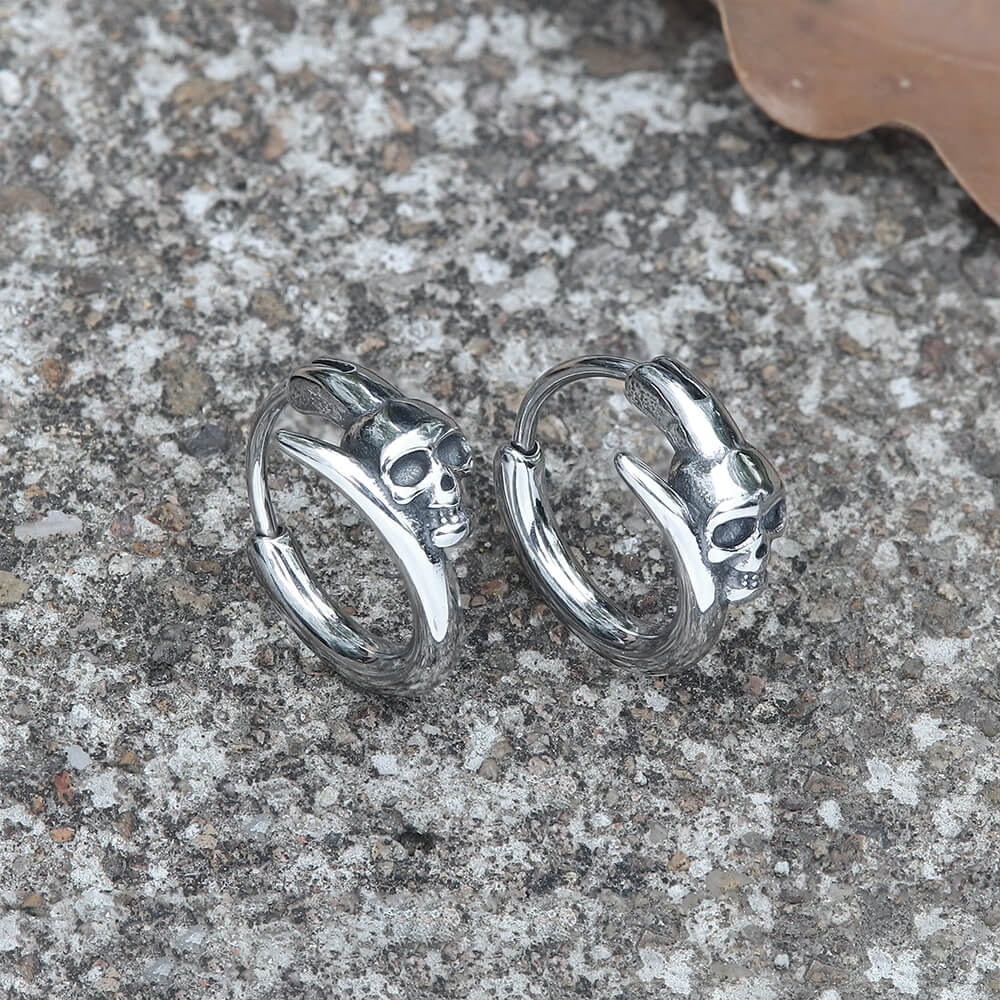 Gothic Skull Stainless Steel Earrings 03 | Gthic.coms