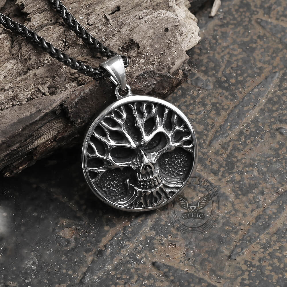 Gothic Skull Tree of Life Stainless Steel Pendant03 | Gthic.com