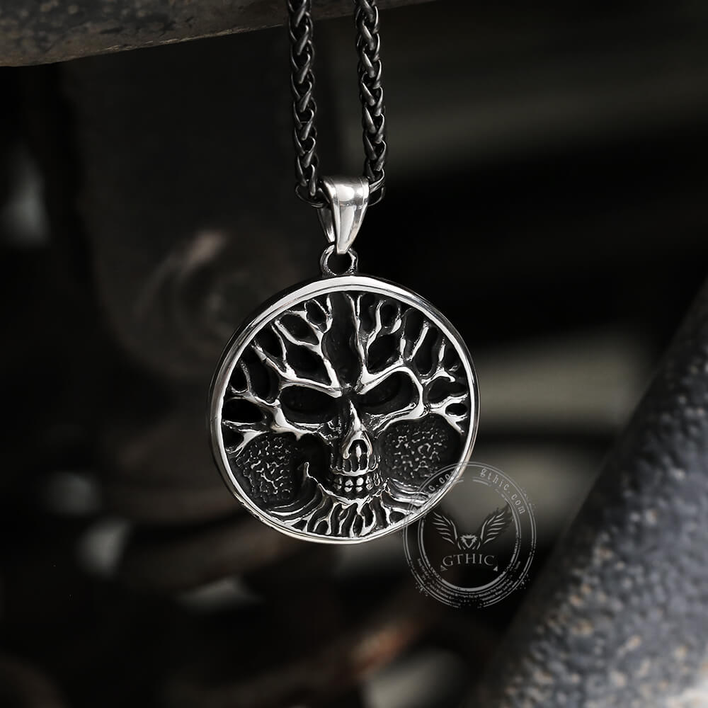 Gothic Skull Tree of Life Stainless Steel Pendant04 | Gthic.com