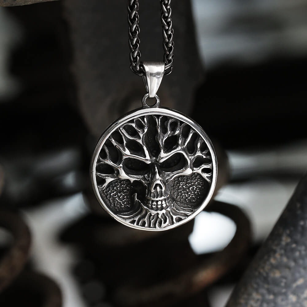 Gothic Skull Tree of Life Stainless Steel Pendant01 | Gthic.com