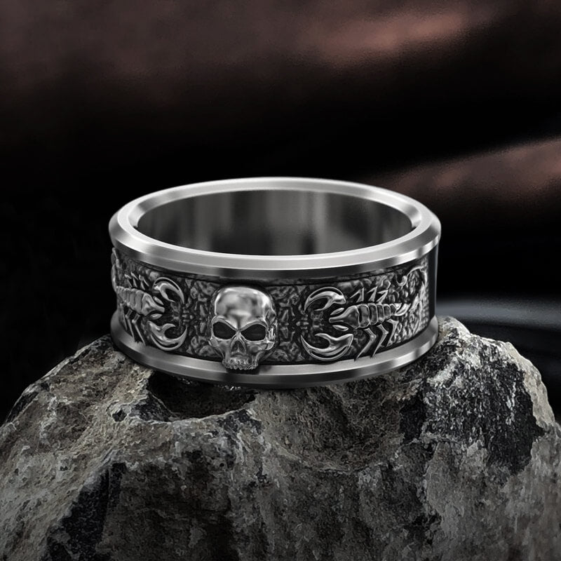 Skull Engagement Ring For Women Flower Ring Floral Skull Ring Silver Gothic  Ring | eBay