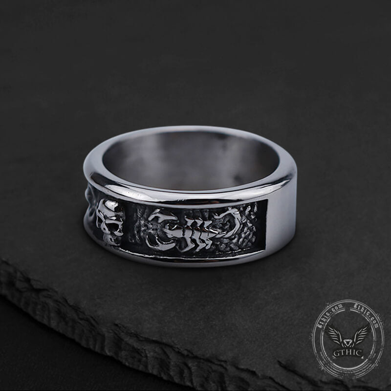 Gothic Skull With Scorpion Stainless Steel Ring 03 | Gthic.com