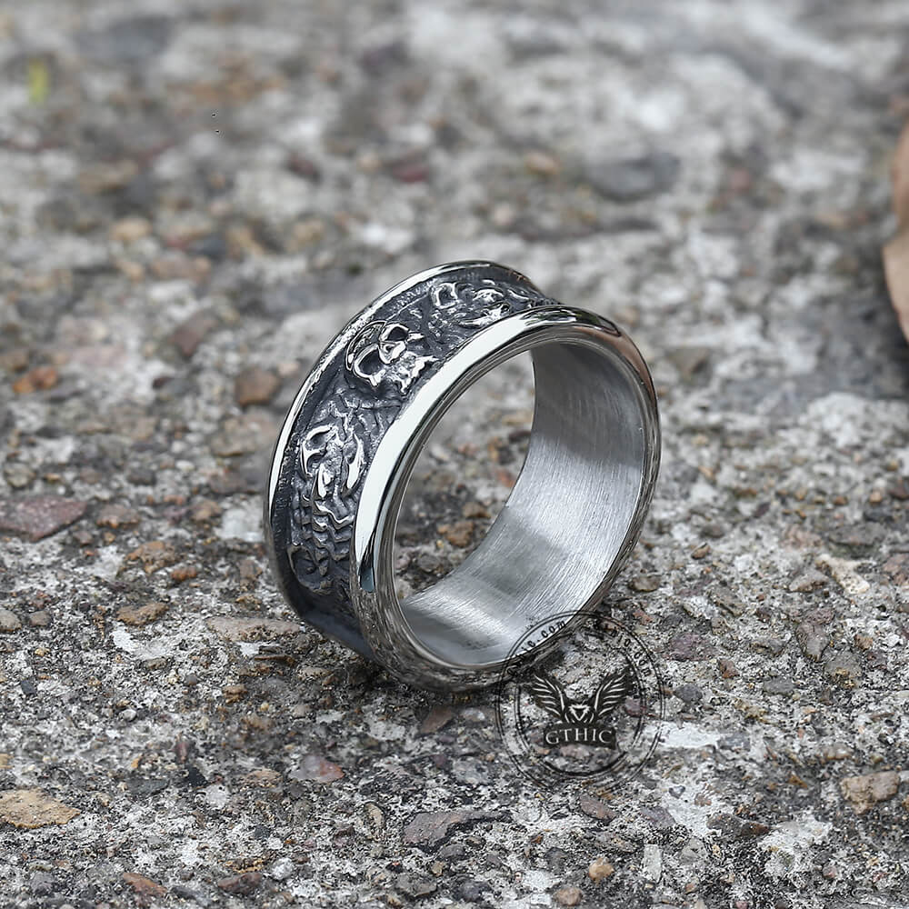 Crâne Gothique Avec Bague En Acier Inoxydable Scorpion
