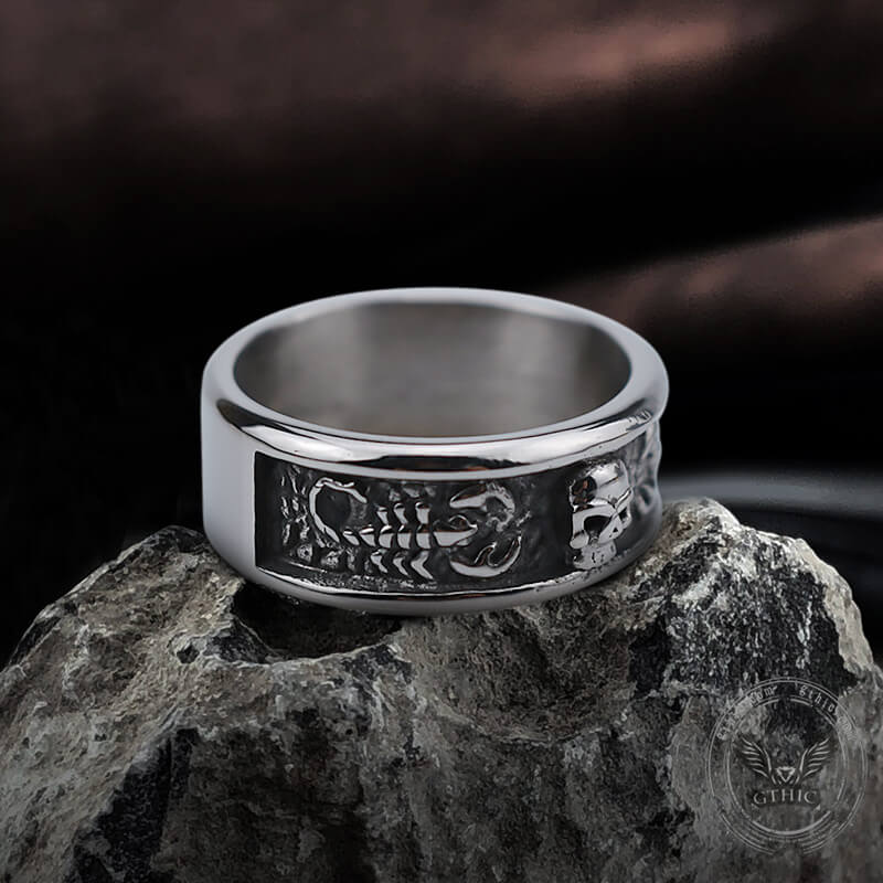 Gothic Skull With Scorpion Stainless Steel Ring 02 | Gthic.com