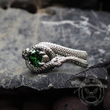 Gothic Stone Set Sterling Silver Snake Ring 04 | Gthic.com