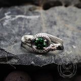 Gothic Stone Set Sterling Silver Snake Ring