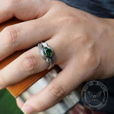 Gothic Stone Set Sterling Silver Snake Ring 02 | Gthic.com