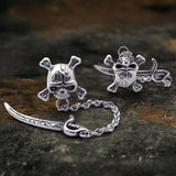 Gothic Sword Crossbone Stainless Steel Skull Stud Earrings 04 black| Gthic.com