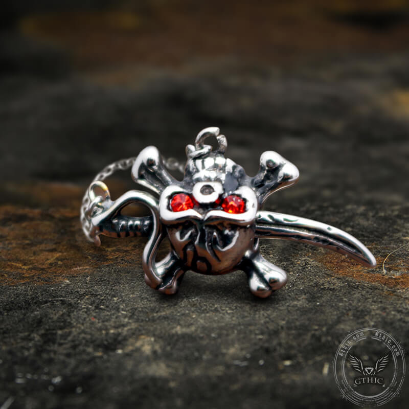 Boucles d'Oreilles Crâne Gothique Épée Crossbone Acier Inoxydable