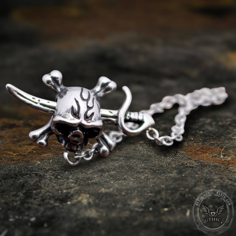 Boucles d'Oreilles Crâne Gothique Épée Crossbone Acier Inoxydable