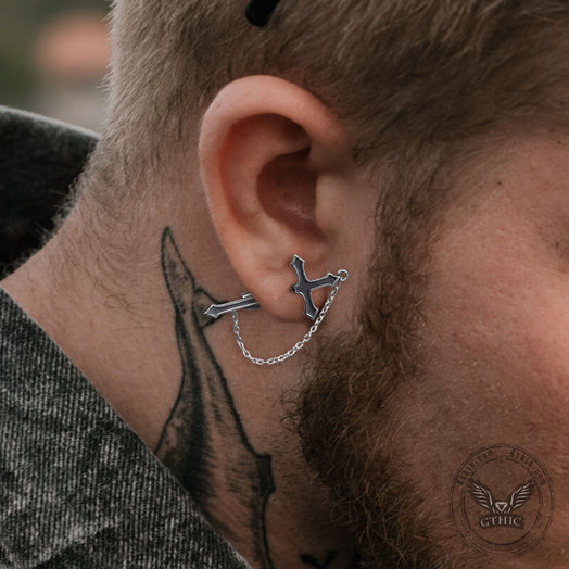 Gothic Sword Sterling Silver Stud Earring