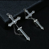 Gothic Sword Sterling Silver Stud Earring 02 | Gthic.com