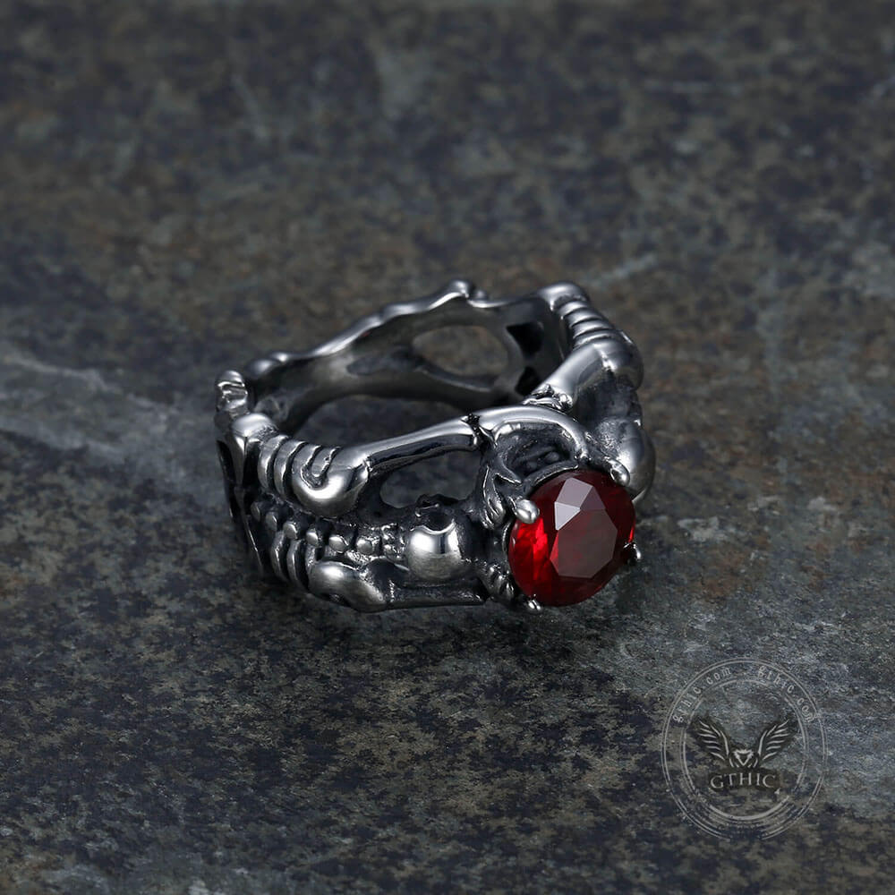 Gothic Punk Skull Ring With Bottle Opener – Stainless Steel, Sizes 7-13, Silver