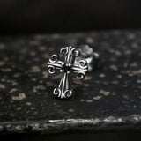 Gothic Victorian Cross Sterling Silver Stud Earrings