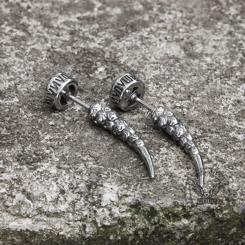 Gothic Wolf Fangs Stainless Steel Stud Earrings