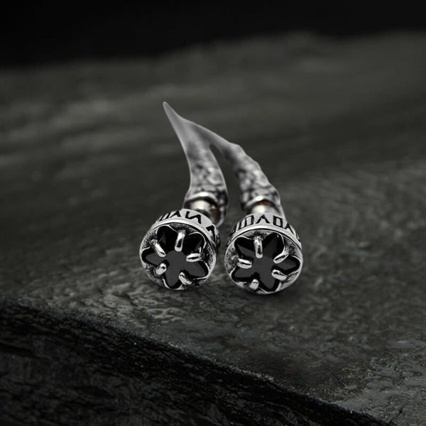 Gothic Wolf Fangs Stainless Steel Stud Earrings02 | Gthic.com