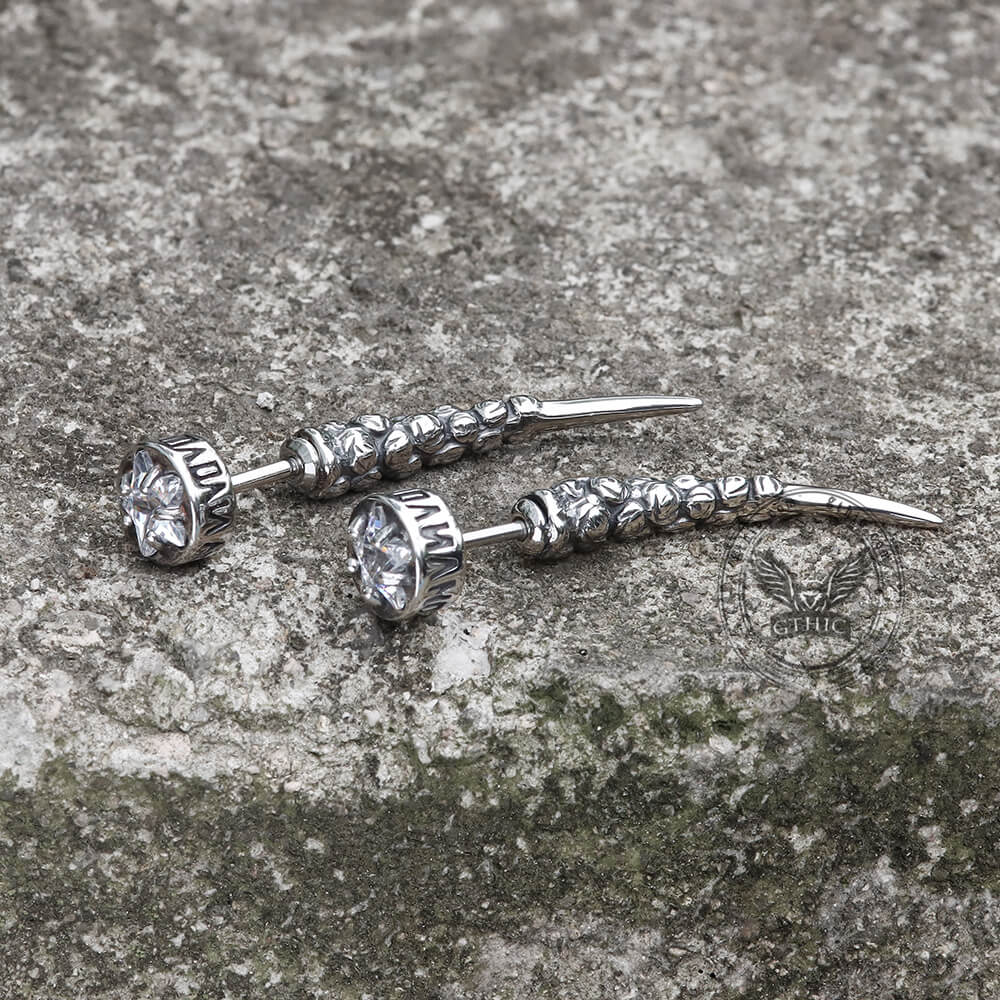 Gothic Wolf Fangs Stainless Steel Stud Earrings