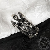 Gothic Yoga Skull Sterling Silver Adjustable Ring 03 | Gthic.com
