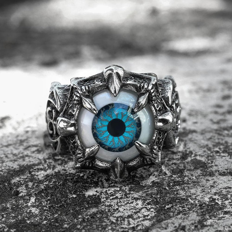 Greek Evil Eye Stainless Steel Biker Ring – GTHIC