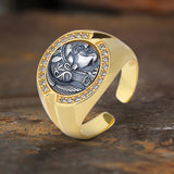 Greek Goddess Athena Coin Sterling Silver Open Ring | Gthic.com