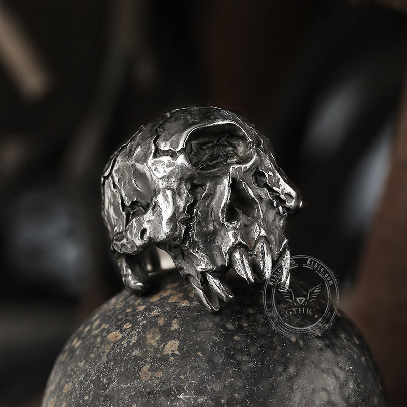 Greek Mythology Cyclops Skull Stainless Steel Ring 04 | Gthic.com