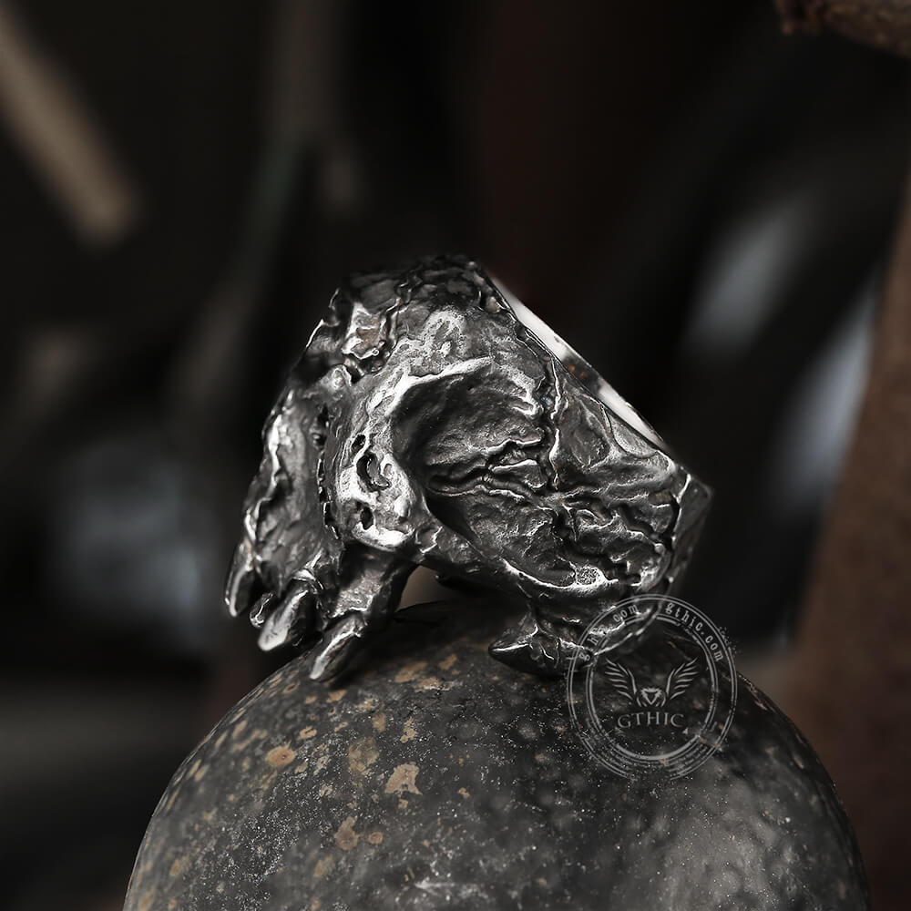 Greek Mythology Cyclops Skull Stainless Steel Ring 05 | Gthic.com