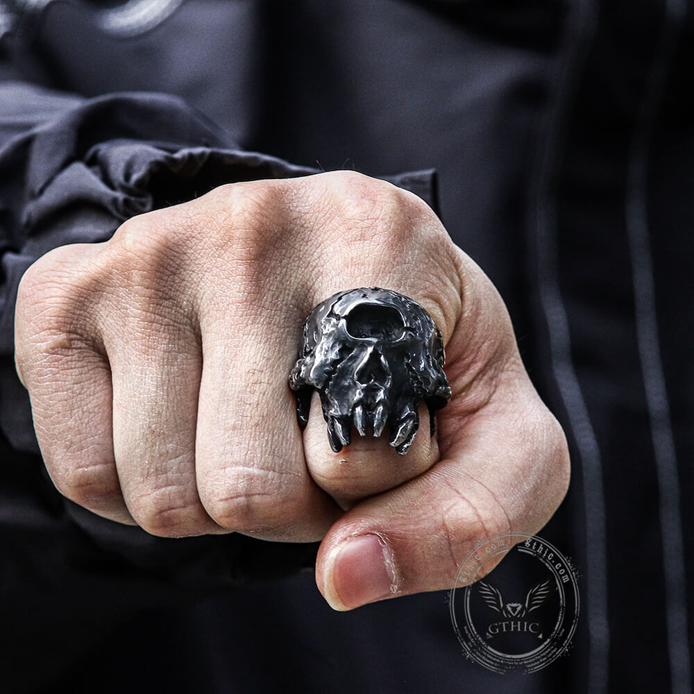 Greek Mythology Cyclops Skull Stainless Steel Ring 02 | Gthic.com