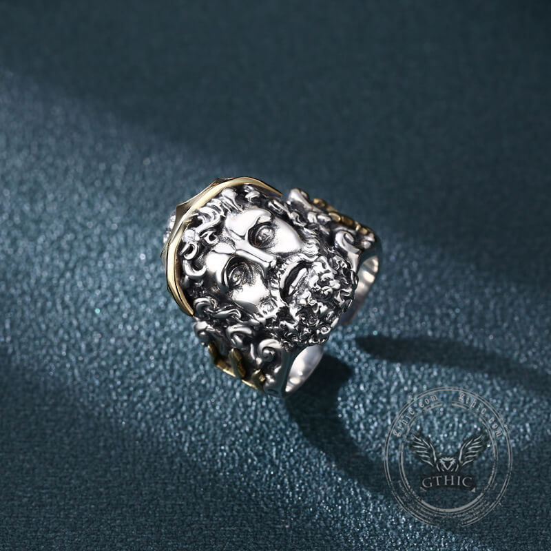 Greek Mythology Zeus Head Sterling Silver Open Ring
