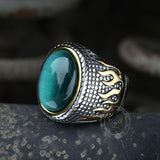 Natural Stone Flame Stainless Steel Ring | Gthic.com