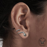 Green Eye Snake Sterling Silver Ear Cuffs | Gthic.com
