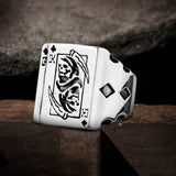 Grim Reaper Poker Stainless Steel Ring 01 silver | Gthic.com