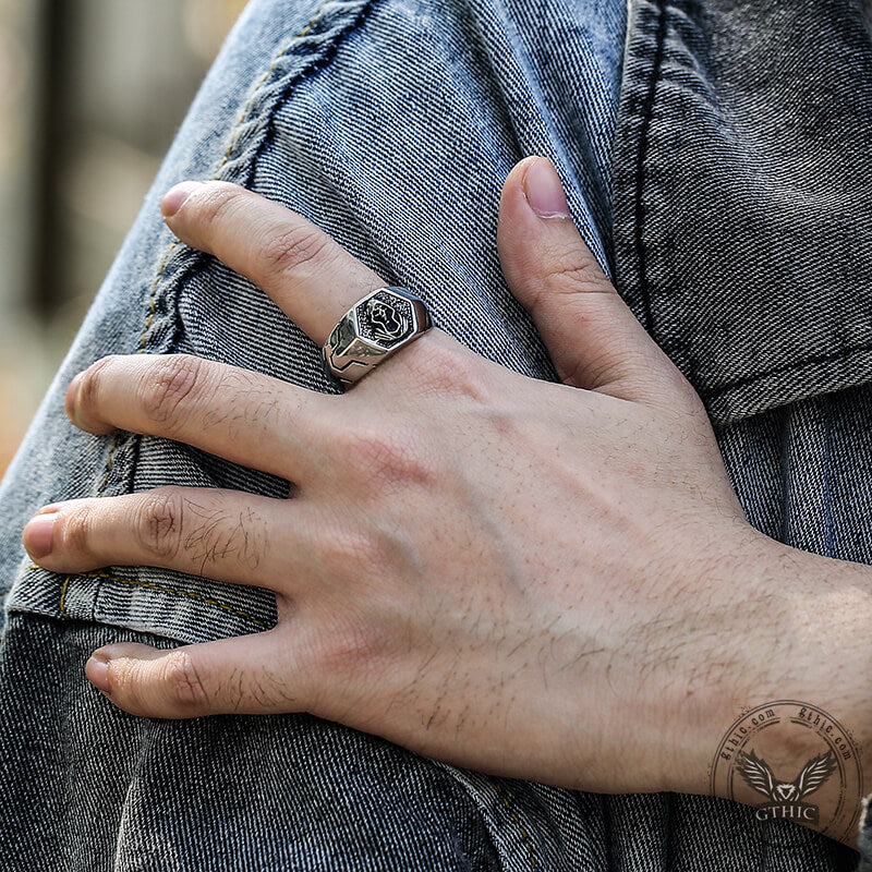 Bague pour homme en acier inoxydable tête de mort Grim Reaper