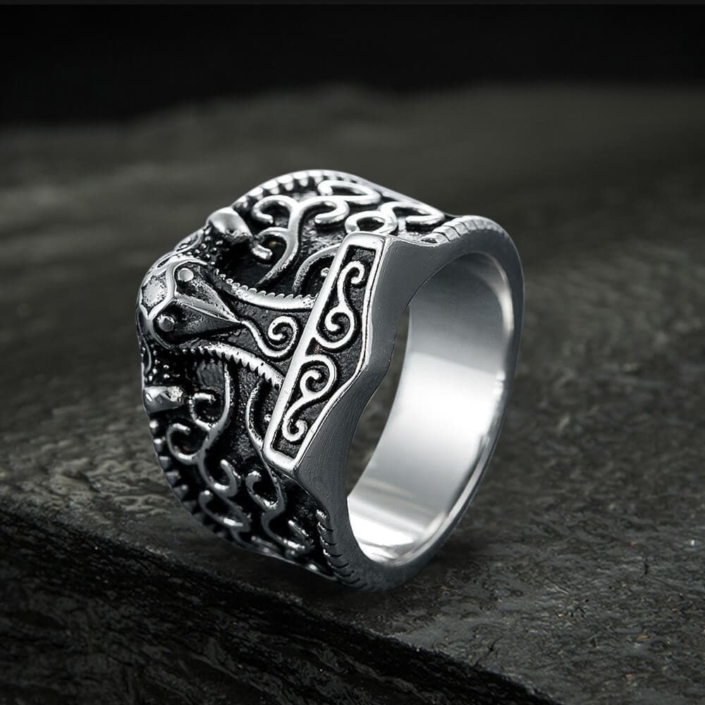 Mjöllnir hammer Stainless Steel Viking Ring | Gthic.com