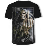 Grim Reaper Tribal Middle Finger Polyester T-Shirt 02 | Gthic.com